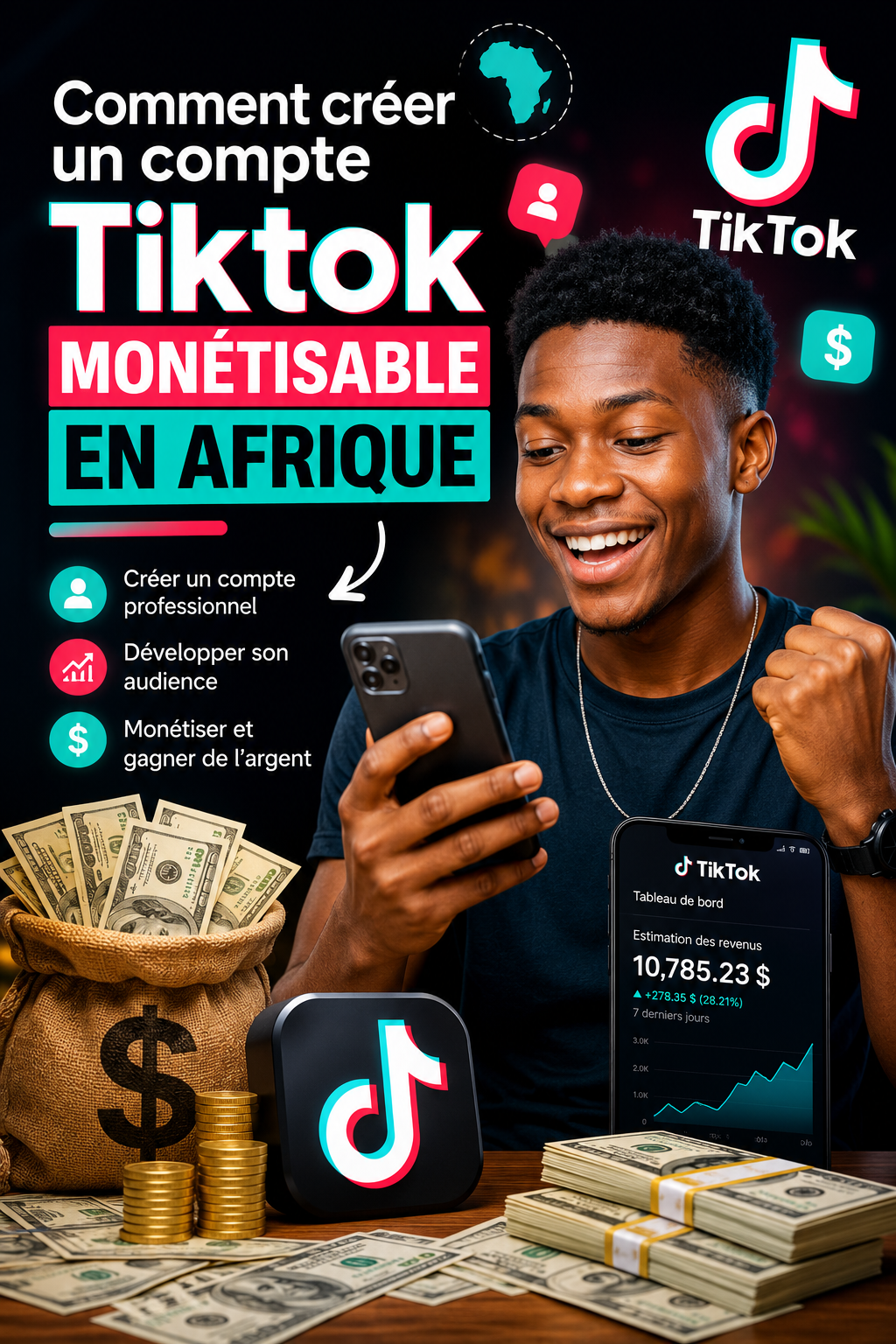 Apprenez à créer un compte Tiktok monétisable en Afrique.